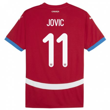 Kandiny Férfi Szerbia Luka Jovic #11 Piros Hazai Jersey 24-26 Mez Póló Ing