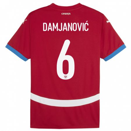 Kandiny Férfi Szerbia Nevena Damjanovic #6 Piros Hazai Jersey 24-26 Mez Póló Ing