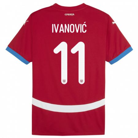 Kandiny Férfi Szerbia Miljana Ivanovic #11 Piros Hazai Jersey 24-26 Mez Póló Ing