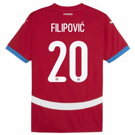 Kandiny Férfi Szerbia Tijana Filipovic #20 Piros Hazai Jersey 24-26 Mez Póló Ing