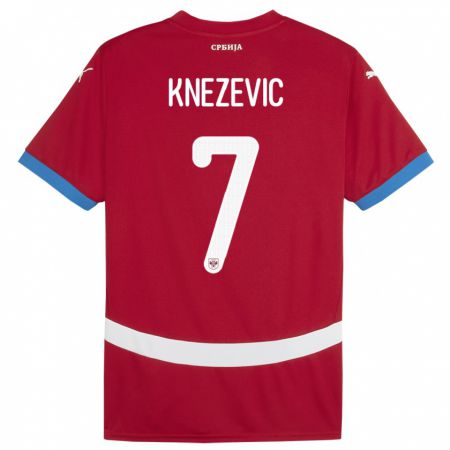 Kandiny Férfi Szerbia Nikola Knezevic #7 Piros Hazai Jersey 24-26 Mez Póló Ing