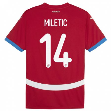 Kandiny Férfi Szerbia Vladimir Miletic #14 Piros Hazai Jersey 24-26 Mez Póló Ing