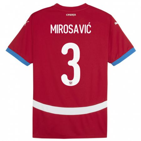 Kandiny Férfi Szerbia Veljko Mirosavic #3 Piros Hazai Jersey 24-26 Mez Póló Ing