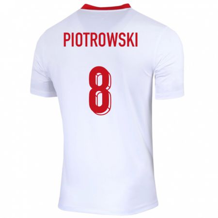 Kandiny Férfi Lengyelország Jakub Piotrowski #8 Fehér Hazai Jersey 24-26 Mez Póló Ing