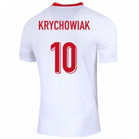 Kandiny Férfi Lengyelország Grzegorz Krychowiak #10 Fehér Hazai Jersey 24-26 Mez Póló Ing