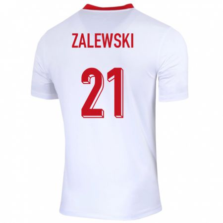 Kandiny Férfi Lengyelország Nicola Zalewski #21 Fehér Hazai Jersey 24-26 Mez Póló Ing