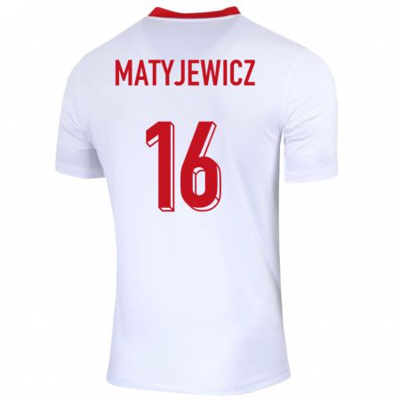 Kandiny Férfi Lengyelország Wiktor Matyjewicz #16 Fehér Hazai Jersey 24-26 Mez Póló Ing