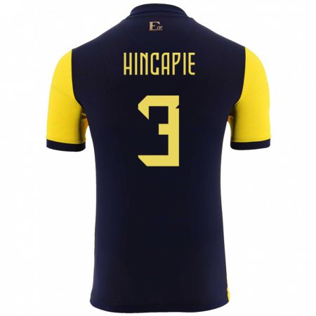 Kandiny Férfi Ecuador Piero Hincapie #3 Sárga Hazai Jersey 24-26 Mez Póló Ing