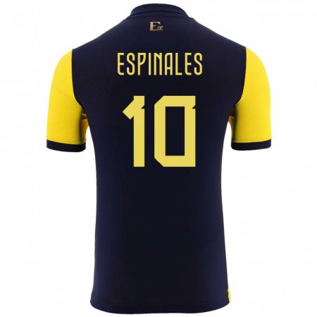 Kandiny Férfi Ecuador Joselyn Espinales #10 Sárga Hazai Jersey 24-26 Mez Póló Ing