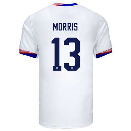Kandiny Férfi Egyesült Államok Jordan Morris #13 Fehér Hazai Jersey 24-26 Mez Póló Ing