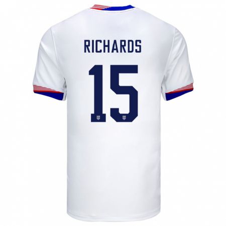 Kandiny Férfi Egyesült Államok Chris Richards #15 Fehér Hazai Jersey 24-26 Mez Póló Ing