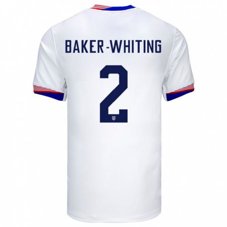 Kandiny Férfi Egyesült Államok Reed Baker Whiting #2 Fehér Hazai Jersey 24-26 Mez Póló Ing