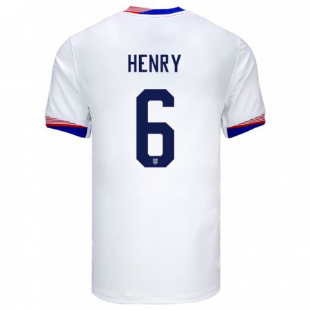 Kandiny Férfi Egyesült Államok Kobi Henry #6 Fehér Hazai Jersey 24-26 Mez Póló Ing