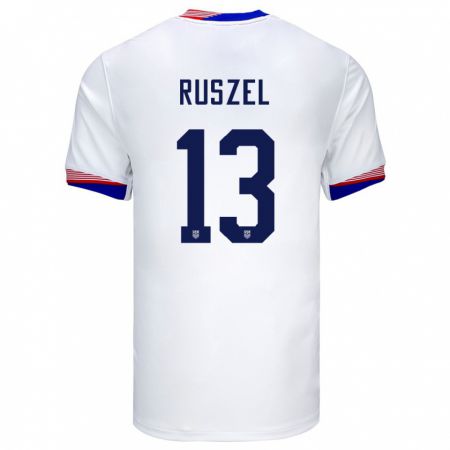 Kandiny Férfi Egyesült Államok Marcel Ruszel #13 Fehér Hazai Jersey 24-26 Mez Póló Ing