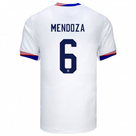 Kandiny Férfi Egyesült Államok Edwyn Mendoza #6 Fehér Hazai Jersey 24-26 Mez Póló Ing
