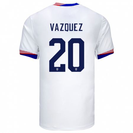 Kandiny Férfi Egyesült Államok David Vazquez #20 Fehér Hazai Jersey 24-26 Mez Póló Ing