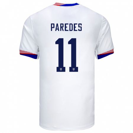 Kandiny Férfi Egyesült Államok Kevin Paredes #11 Fehér Hazai Jersey 24-26 Mez Póló Ing