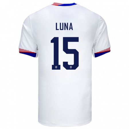 Kandiny Férfi Egyesült Államok Diego Luna #15 Fehér Hazai Jersey 24-26 Mez Póló Ing
