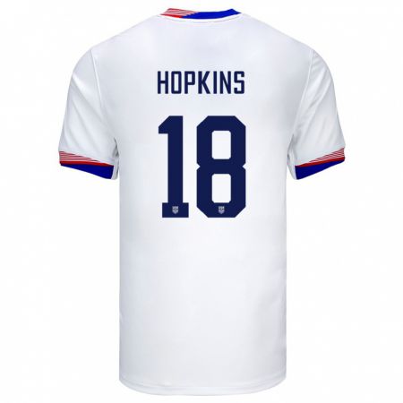 Kandiny Férfi Egyesült Államok Jackson Hopkins #18 Fehér Hazai Jersey 24-26 Mez Póló Ing