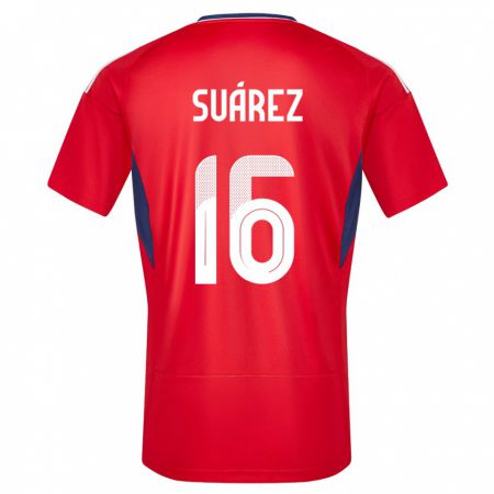 Kandiny Férfi Costa Rica Aaron Suarez #16 Piros Hazai Jersey 24-26 Mez Póló Ing
