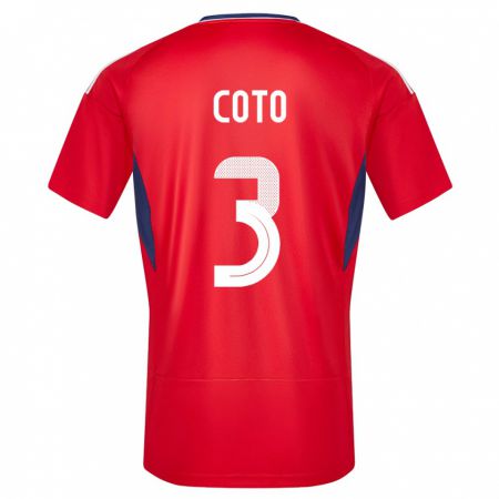 Kandiny Férfi Costa Rica Maria Coto #3 Piros Hazai Jersey 24-26 Mez Póló Ing