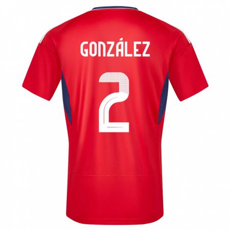Kandiny Férfi Costa Rica Julian Gonzalez #2 Piros Hazai Jersey 24-26 Mez Póló Ing