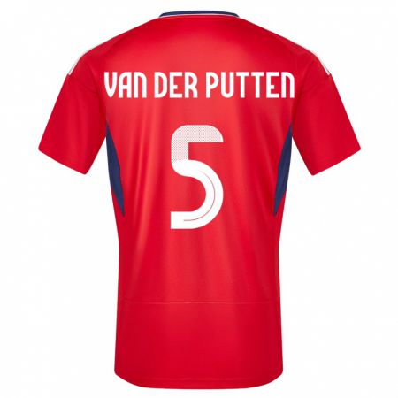 Kandiny Férfi Costa Rica Santiago Van Der Putten #5 Piros Hazai Jersey 24-26 Mez Póló Ing