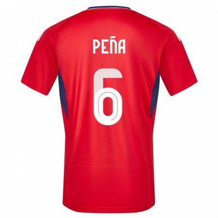 Kandiny Férfi Costa Rica Ricardo Pena #6 Piros Hazai Jersey 24-26 Mez Póló Ing