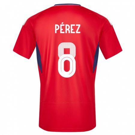 Kandiny Férfi Costa Rica Creichel Perez #8 Piros Hazai Jersey 24-26 Mez Póló Ing