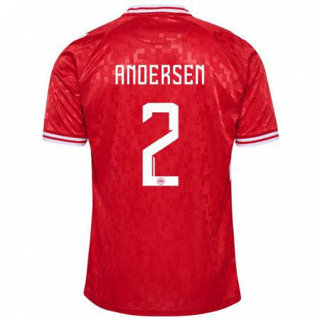 Kandiny Férfi Dánia Joachim Andersen #2 Piros Hazai Jersey 24-26 Mez Póló Ing