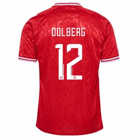 Kandiny Férfi Dánia Kasper Dolberg #12 Piros Hazai Jersey 24-26 Mez Póló Ing