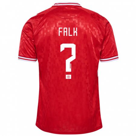 Kandiny Férfi Dánia Lukas Falk #0 Piros Hazai Jersey 24-26 Mez Póló Ing