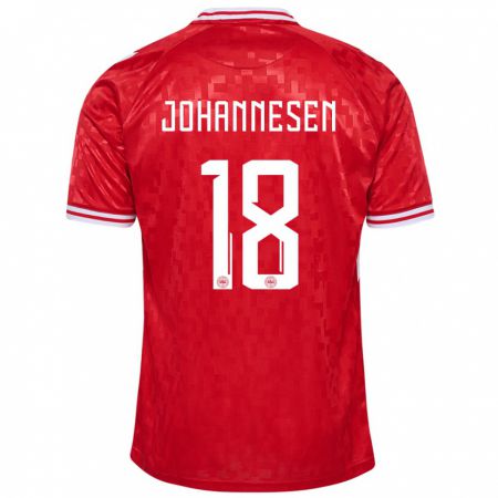 Kandiny Férfi Dánia Sofus Johannesen #18 Piros Hazai Jersey 24-26 Mez Póló Ing