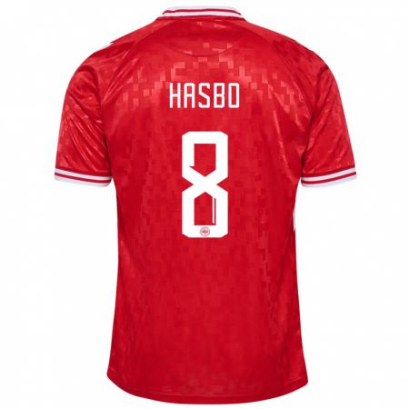 Kandiny Férfi Dánia Josefine Hasbo #8 Piros Hazai Jersey 24-26 Mez Póló Ing