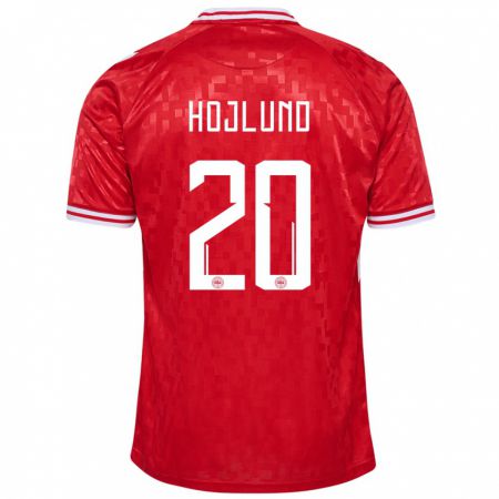 Kandiny Férfi Dánia Rasmus Hojlund #20 Piros Hazai Jersey 24-26 Mez Póló Ing