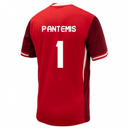 Kandiny Férfi Kanada James Pantemis #1 Piros Hazai Jersey 24-26 Mez Póló Ing