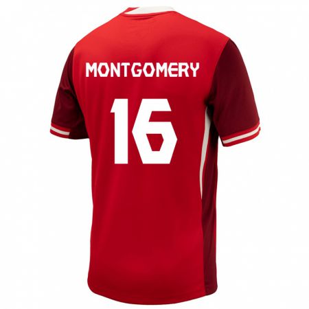 Kandiny Férfi Kanada Callum Montgomery #16 Piros Hazai Jersey 24-26 Mez Póló Ing
