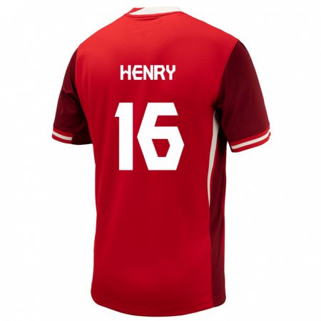 Kandiny Férfi Kanada Maël Henry #16 Piros Hazai Jersey 24-26 Mez Póló Ing