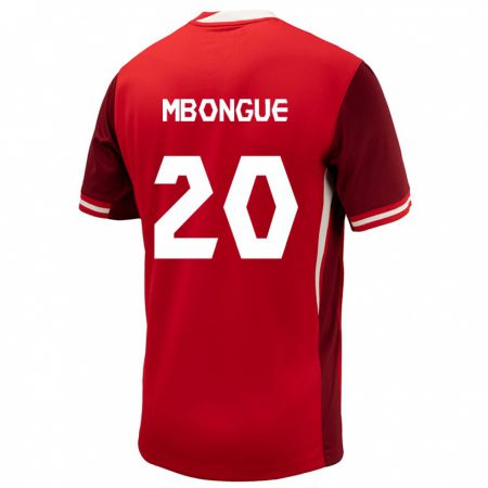 Kandiny Férfi Kanada Hugo Mbongue #20 Piros Hazai Jersey 24-26 Mez Póló Ing