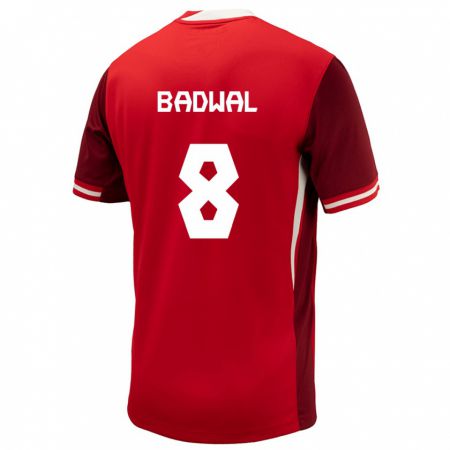 Kandiny Férfi Kanada Jeevan Badwal #8 Piros Hazai Jersey 24-26 Mez Póló Ing