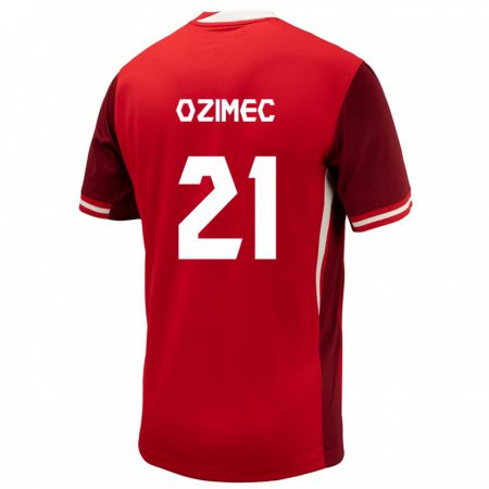 Kandiny Férfi Kanada Lucas Ozimec #21 Piros Hazai Jersey 24-26 Mez Póló Ing