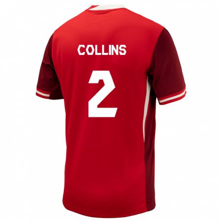 Kandiny Férfi Kanada Sydney Collins #2 Piros Hazai Jersey 24-26 Mez Póló Ing