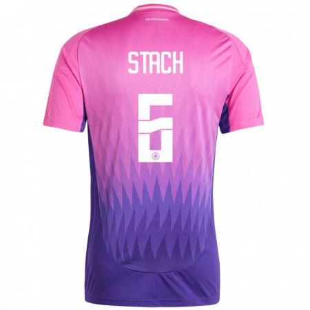 Kandiny Férfi Németország Anton Stach #6 Pink Lila Idegenbeli Jersey 24-26 Mez Póló Ing