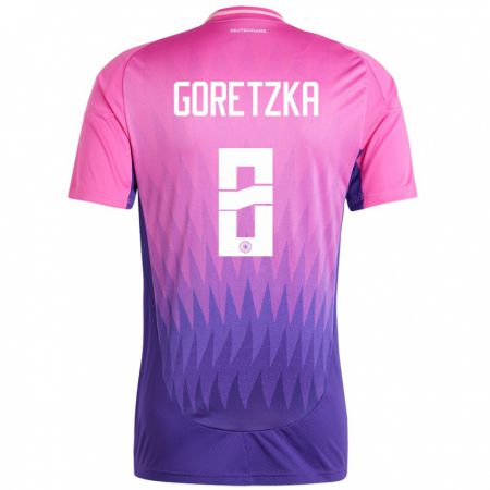 Kandiny Férfi Németország Leon Goretzka #8 Pink Lila Idegenbeli Jersey 24-26 Mez Póló Ing