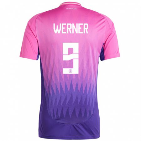 Kandiny Férfi Németország Timo Werner #9 Pink Lila Idegenbeli Jersey 24-26 Mez Póló Ing