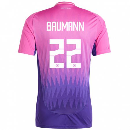 Kandiny Férfi Németország Oliver Baumann #22 Pink Lila Idegenbeli Jersey 24-26 Mez Póló Ing