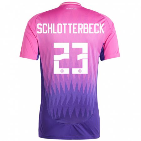 Kandiny Férfi Németország Nico Schlotterbeck #23 Pink Lila Idegenbeli Jersey 24-26 Mez Póló Ing