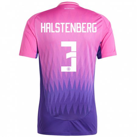 Kandiny Férfi Németország Marcel Halstenberg #3 Pink Lila Idegenbeli Jersey 24-26 Mez Póló Ing