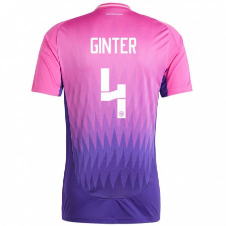 Kandiny Férfi Németország Matthias Ginter #4 Pink Lila Idegenbeli Jersey 24-26 Mez Póló Ing