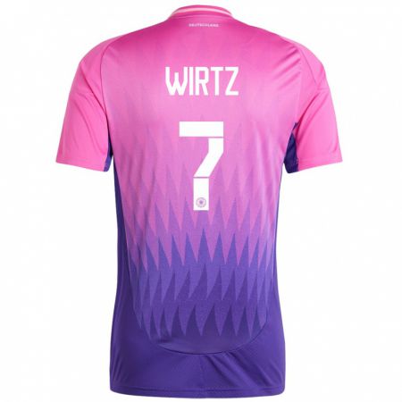 Kandiny Férfi Németország Florian Wirtz #7 Pink Lila Idegenbeli Jersey 24-26 Mez Póló Ing